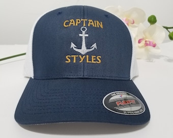 Captain Hat | Personalized Captain Baseball Cap | Custom Captain Hats Anchor | Personalized Captain Hat | Gift for Captain | Trucker Hat