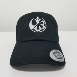 Starwars Rebel Alliance Galactic Empire Adult White on Black Baseball Hat, Father Hat, Fathers Day Present, Christmas Gifts