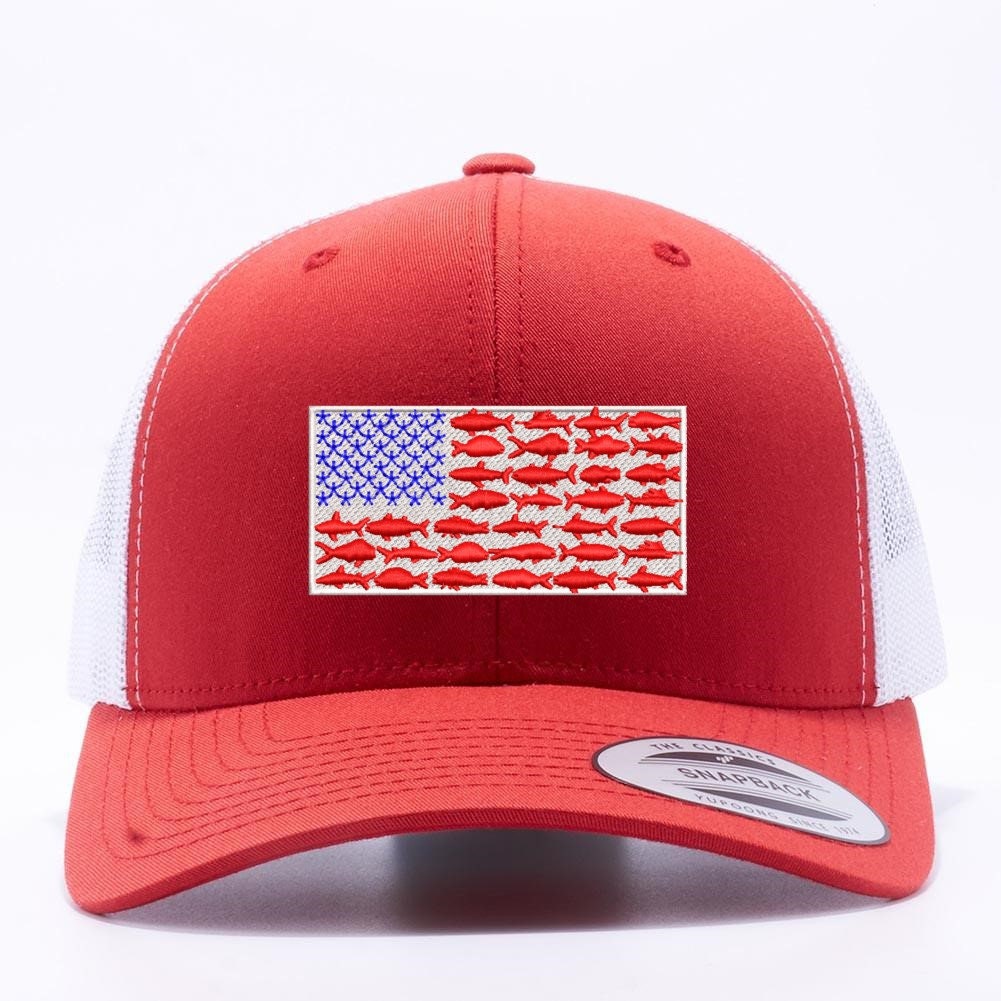 Men's USA Fish American Flag Baseball Hat