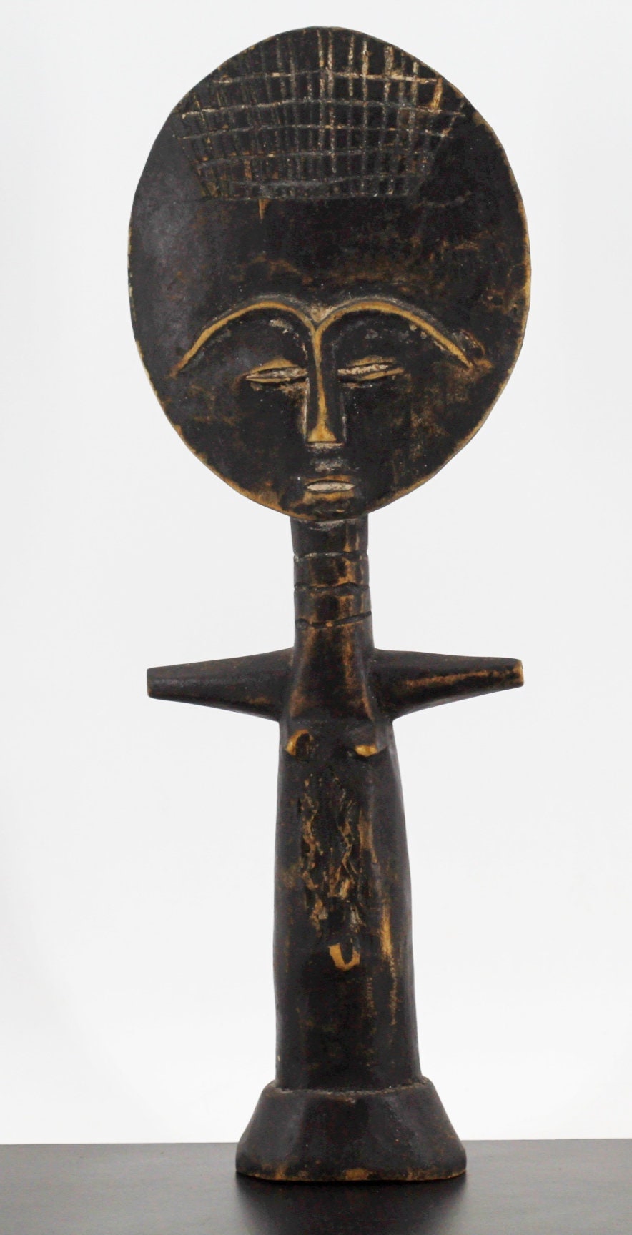 statue Art Africain Poupée Fetiche de Fécondité Ashanti Akwaba