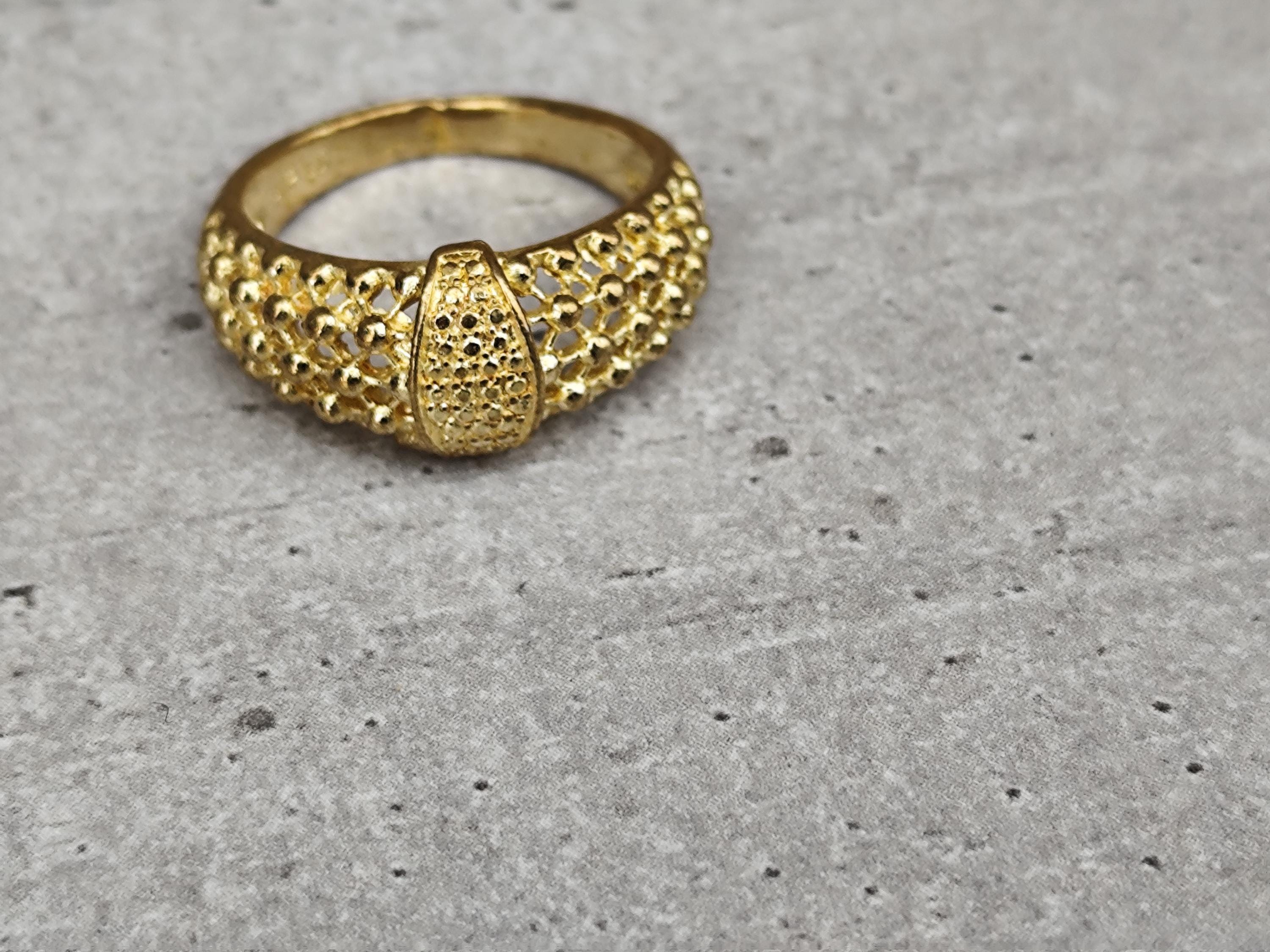 Bague Ethnique Originale En Laiton - Taille 54 - Artisanat Ancien - Occasion