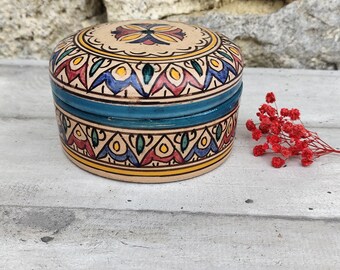 Vintage Moroccan ceramic jewelry box safi
