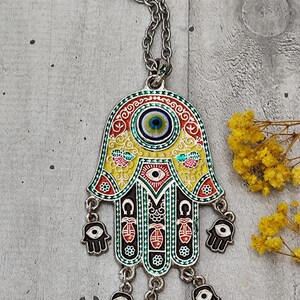 Pendentif Vintage Main De Fatima En Corail Rouge - Occasion - Bijou Ancien