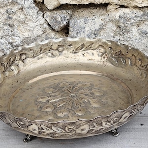 Plateau décoratif oriental - Style bohème - En métal - 35 cm