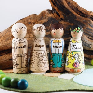 Customized Easter Peg Dolls - DIY Easter Craft for Kids - Unfinished Wood Peg Dolls - Easter Basket Stuffer - Easter Gift - Wood Toys