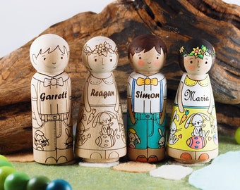 Customized Easter Peg Dolls - DIY Easter Craft for Kids - Unfinished Wood Peg Dolls - Easter Basket Stuffer - Easter Gift - Wood Toys