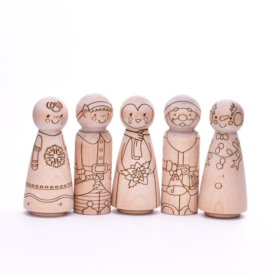 Christmas UNFINISHED Peg Doll Set DIY Kit Learning Crafts - Etsy