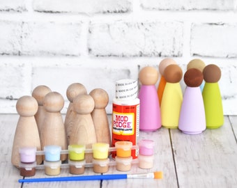 Rainbow peg doll DIY kit, nursery décor, handmade gifts for kids