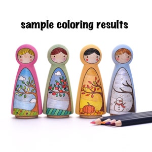 Four seasons peg doll DIY set, learning crafts kit, homeschool DIY,  Gifts for kids, craft kit for mom