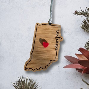 Indiana Love Ornament / Customized Gift / Personalized Ornament / Your message here / Keepsake / Gift for friend / Gift for family