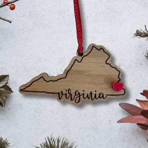 Virginia Love Ornament / Customized Gift / Personalized Ornament / Your message here / Keepsake / Gift for friend / Gift for family