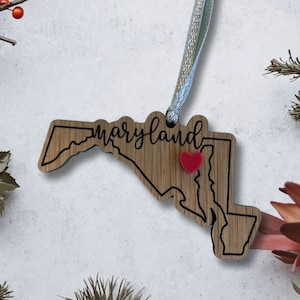 Maryland Love Ornament / Customized Gift / Personalized Ornament / Your message here / Keepsake / Gift for friend / Gift for family