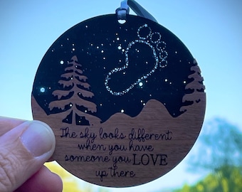 Personalized Angel Baby Ornament, Miscarriage Remembrance Ornament, Christmas In Heaven, Pregnancy Loss Memorial, Black Night Sky