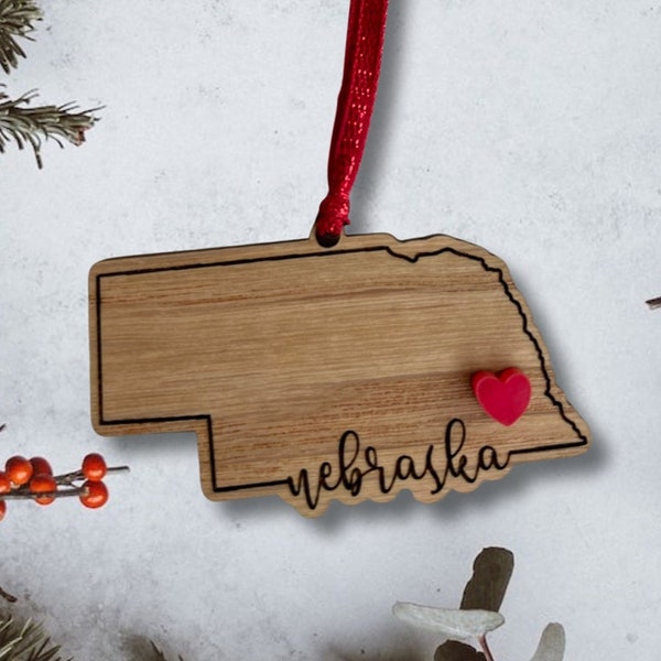 Nebraska Love Ornament / Customized Gift / Personalized Ornament / Your message here / Keepsake / Gift for friend / Gift for family