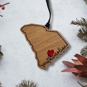 South Carolina Love Ornament / Customized Gift / Personalized Ornament / Your message here / Keepsake / Gift for friend / Gift for family