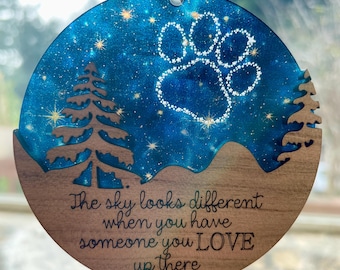 Personalized Pet Memorial Ornament, Dog Memorial Christmas Ornament, Pet Loss Keepsake, Pet Sympathy Gift, Dog Memorial, Blue Vintage Sky