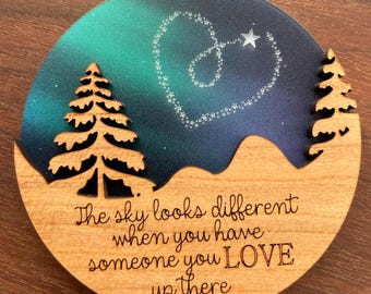 Personalized Memorial Christmas Ornament, Remembrance Ornament, Christmas In Heaven, Keepsake Ornament, In Memory Ornament, Aurora Sky Heart