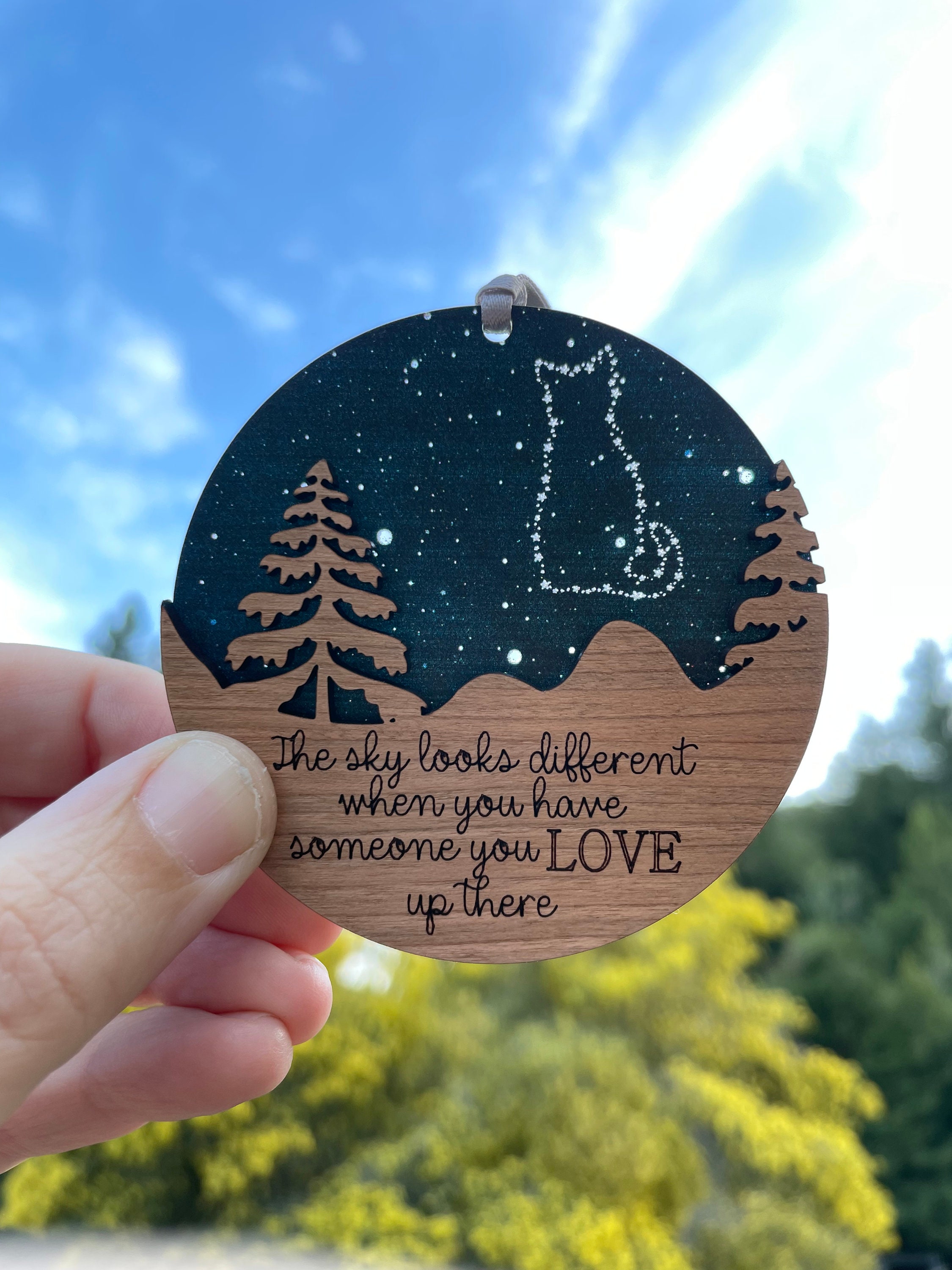 Cat Memorial Ornament, Cat Memorial Christmas Ornament, Pet Loss Keepsake, Pet Sympathy Gift, Cat Memorial, Black Night Sky