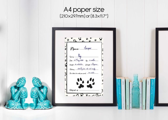 DIY Paw Print Autograph A4 Size Dog and Cat Paw Printed Page