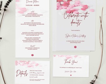 Editable Digital Wedding Invitation Set/Sweet Invitation Suite/Quirky Love Heart Candy RSVP Card/Canva Template Printable Details Card/SKUS