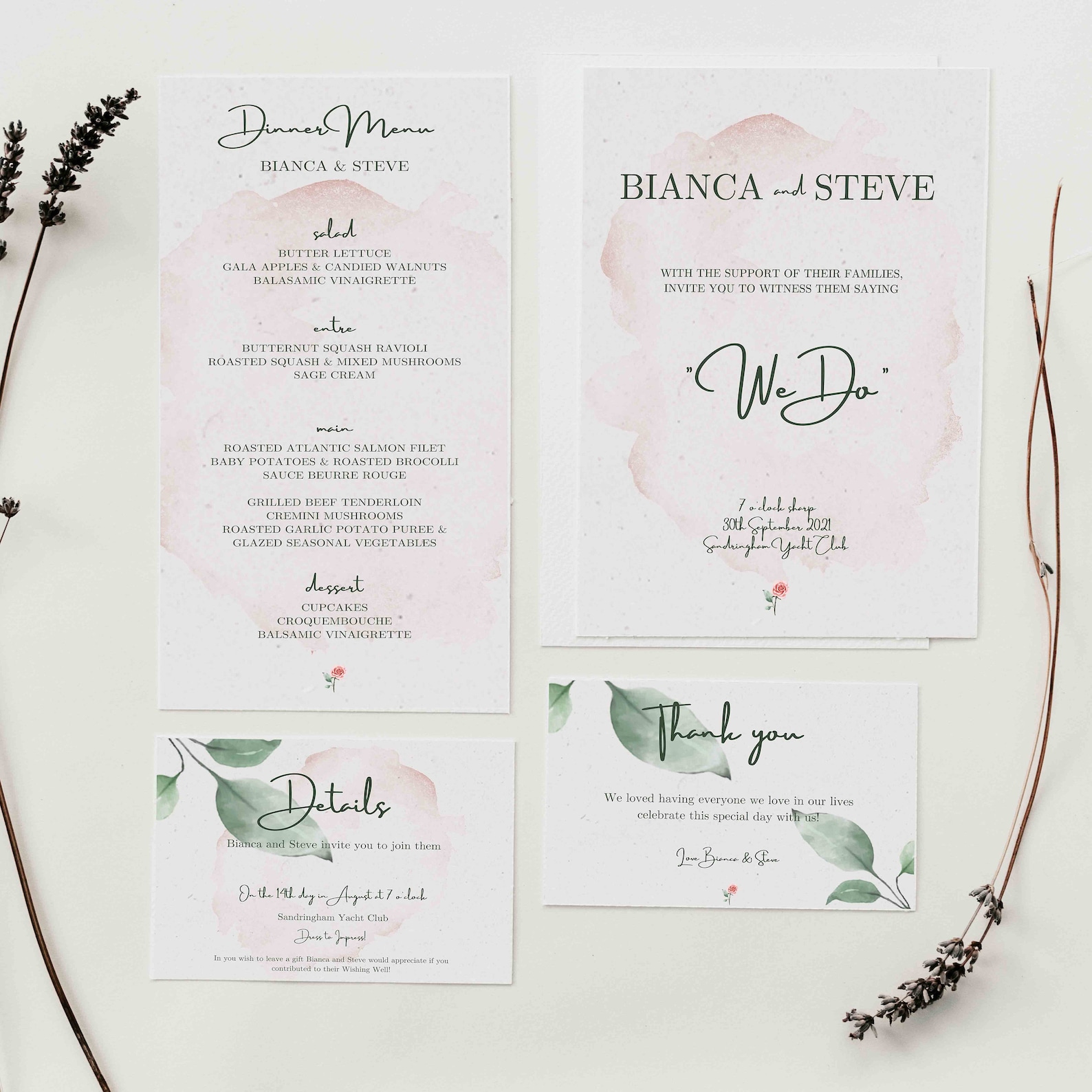 Editable Digital Wedding Invitation Set/blush Rose Invitation Suite