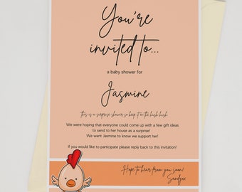 Digital Baby Shower Kit - Baby Chick / E-Invite / Print and EDIT in Canva / Instant Download Invitations / Baby Shower Invitation