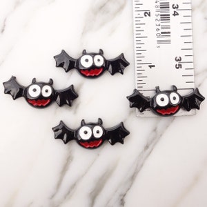 10 szt. - Halloweenowy kaboszon z żywicy nietoperza, płaski tył 13 x 37 mm