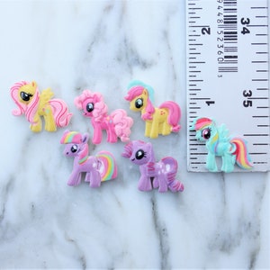 10 piezas - Cabujón de resina con lazo plano de My Little Pony, surtido de 12 piezas