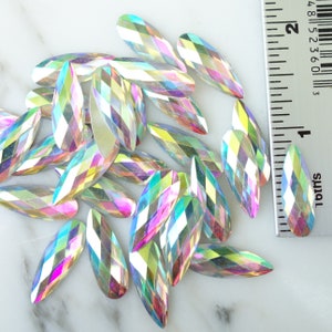 20pcs- 8x22 Clear AB Flatback Resin Teardrop/Raindrop