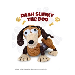 CROCHET PATTERN: Slinky Dog Crochet Pattern, Toy Story Amigurumi Patterns, Crochet Dolls & Toys, Toy Story Crochet Patterns, Unofficial