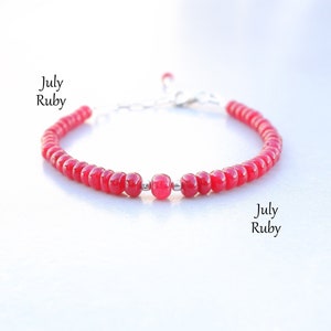 Ruby Bracelet for Women in Silver & Rose Gold, Birthday Gift for Her, Dainty Red Ruby Bracelet, Ruby Gold Bracelet, July Birthstone Bracelet