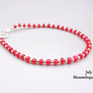 Ruby Bracelet, July Birthstone Bracelet, Anniversary Gifts for Wife, Red Ruby Gemstone Bracelets for Women, Natural Mozambique Ruby Bracelet