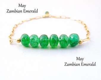 Emerald armband, natuurlijke Zambiaanse Emerald armband, verjaardagscadeaus voor haar, mei Birthstone sieraden, sierlijke armband