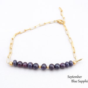 Dark Sapphire Bracelet, Dainty Bracelets for Women, September Birthstone Blue Sapphire Jewelry, Gift for Wife image 4