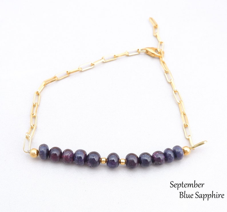 Dark Sapphire Bracelet, Dainty Bracelets for Women, September Birthstone Blue Sapphire Jewelry, Gift for Wife image 4