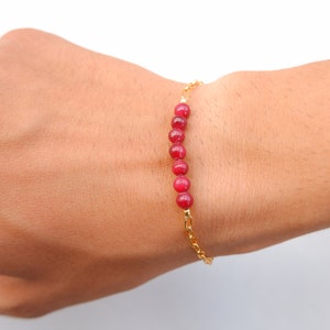 RUBY BRACELET, Ruby Bracelet for Women in Gold, Birthday Gift for Her, Dainty Red Ruby Bracelet, Delicate Bracelet, July Birthstone Jewelry