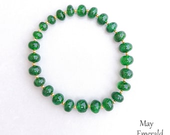 Emerald Bracelet | Emerald Jewelry | High Grade Gemstone Bracelet | Natural Emerald Bracelet Stacking | Green Gemstone Stacking Bracelet