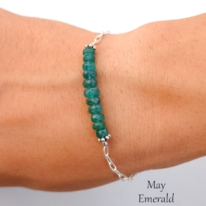Emerald Bracelet, May Birthstone Bracelet, Birthday Gifts for Her, May Birthstone Jewelry, Dainty Bracelet, Anniversary Gift for wife