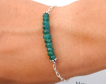 Emerald armband, mei geboortesteen armband, verjaardagscadeaus voor haar, mei geboortesteen sieraden, sierlijke armband, verjaardagscadeau voor vrouw