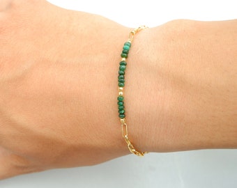 Emerald Bracelet, Birthday Gifts for Her, May Birthstone Jewelry, Bridesmaid Gifts, Dainty Bracelet