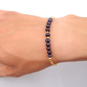 Dark Sapphire Bracelet, Dainty Bracelets for Women, September Birthstone Blue Sapphire Jewelry, Gift for Wife image 5