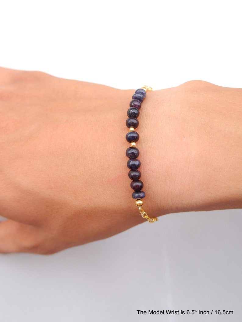 Dark Sapphire Bracelet, Dainty Bracelets for Women, September Birthstone Blue Sapphire Jewelry, Gift for Wife image 5