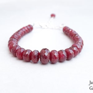 Ruby Bracelet, African Ruby Beads Bracelet for Women in Gold, Gift for Her, Dainty Bracelet, July Birthstone Jewelry, Ruby Gemstone Bracelet