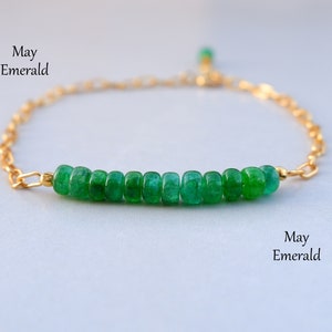 Emerald Bracelet in gold, Emerald Jewelry, Emerald Gemstone Bracelet, May Birthday Gifts for Her, May Birthstone Bracelet, Dainty Bracelet