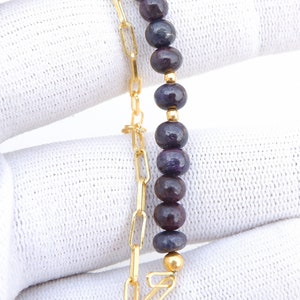 Dark Sapphire Bracelet, Dainty Bracelets for Women, September Birthstone Blue Sapphire Jewelry, Gift for Wife image 3