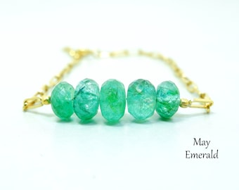 Emerald Bracelet, May Birthstone Bracelet, Birthday Gifts for Her, May Birthstone Jewelry, Dainty Bracelet, Emerald Jewelry