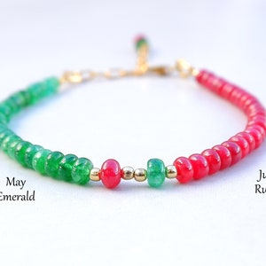 Couple Bracelet - Ruby and Emerald Gemstone Bracelet - Emerald Bracelet - Birthstone Bracelet - Emerald Jewelry - Ruby Bracelet - Jewellery