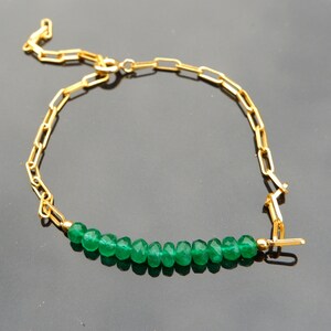 Emerald Bracelet, May Birthstone, Faceted Gemstone Beaded Bar Bracelet, Birthday Gifts for Her, May Birthstone Jewelry, Dainty Bracelet