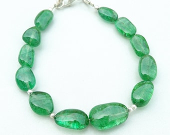 Emerald Bracelet - Natuurlijke Zambiaanse Emerald Bracelet - May Birthstone Bracelet - Emerald Tumble Shape beaded Bracelet - Fine Emerald Sieraden