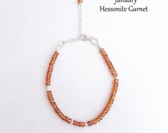 Garnet Bracelet | Natural Hessonite Garnet Bracelet | Garnet Bracelet for women | January Birthstone Bracelet | Brown Gemstone Jewelry